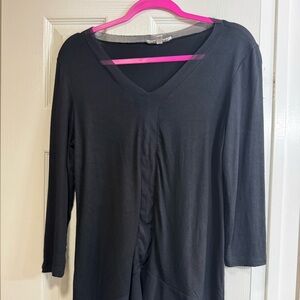 $5 SALE Spense black blouse. 3/4 sleeves. V-neck. Mesh around neckline & hem.